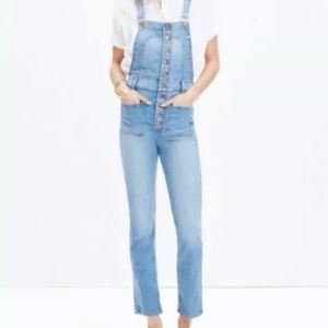 Madewell denim front button overalls